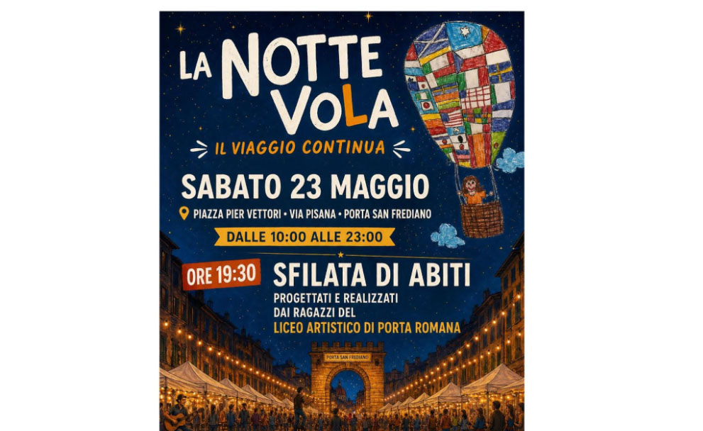 Locandina La Notte Vola - sfilata di abiti